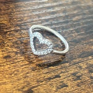 Pandora Silver Heart Ring with Sparkling Accents